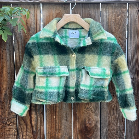 Zara cropped Short Checked Jacket Size 9-10 - Picture 1 of 11